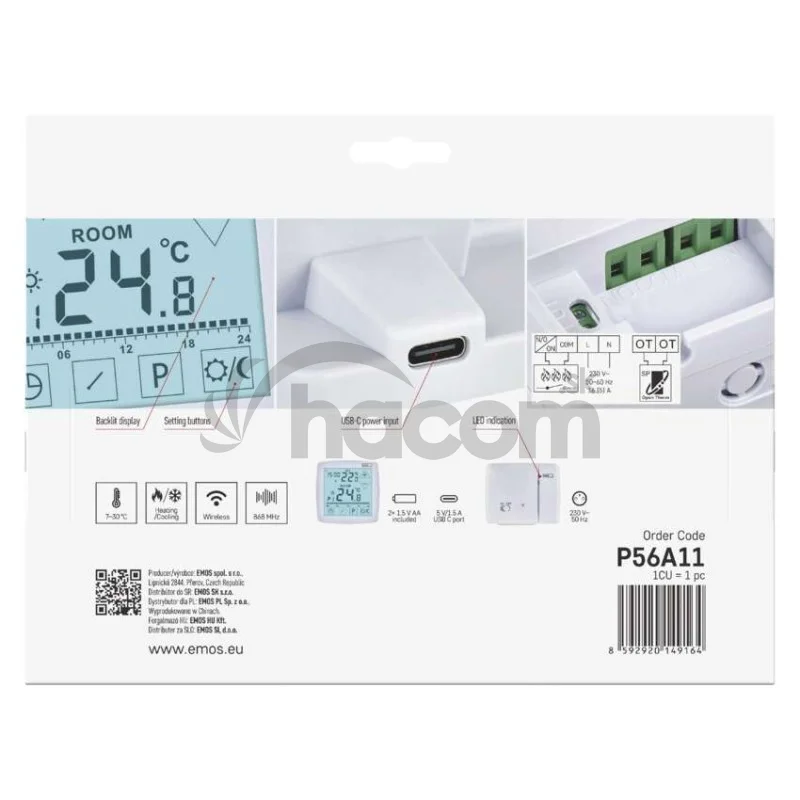 Izbový programovateľný bezdrôtový OpenTherm termostat P56A11