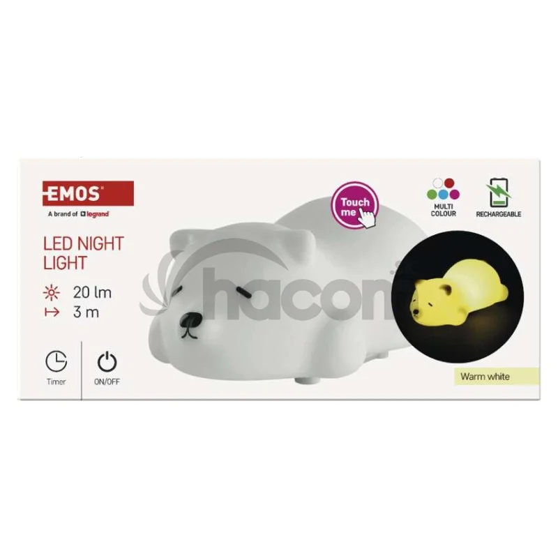 LED nočné svetlo medveď P3325, dobíjateľný