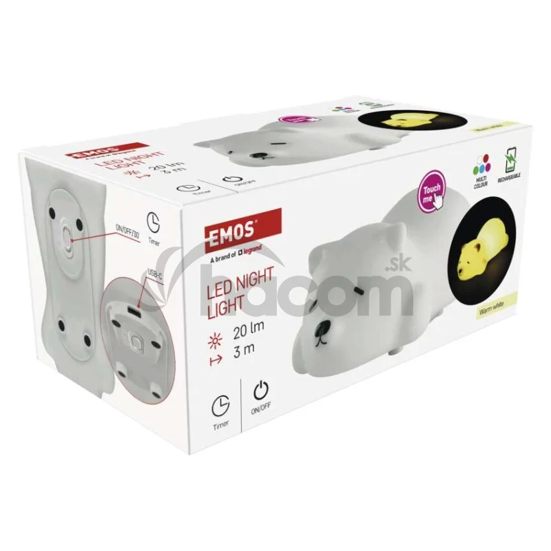 LED nočné svetlo medveď P3325, dobíjateľný