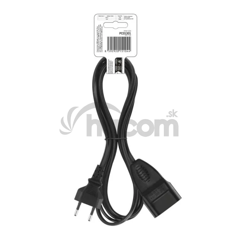 Dvojžilový pohyblivý prívod 1,5 m / 1 zásuvka / čierny / PVC / 0,75 mm2