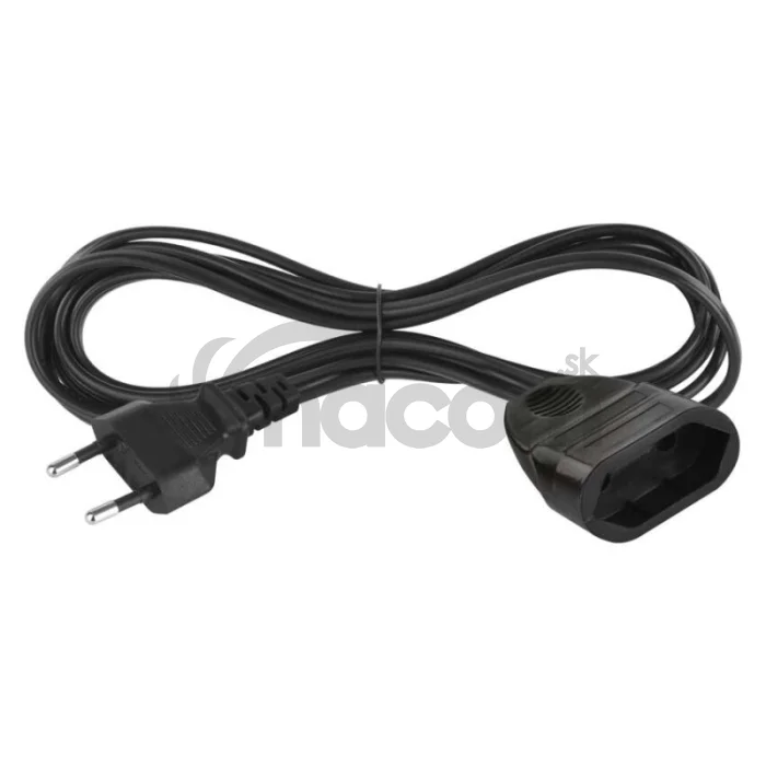 Dvojžilový pohyblivý prívod 3 m / 1 zásuvka / čierny / PVC / 0,75 mm2