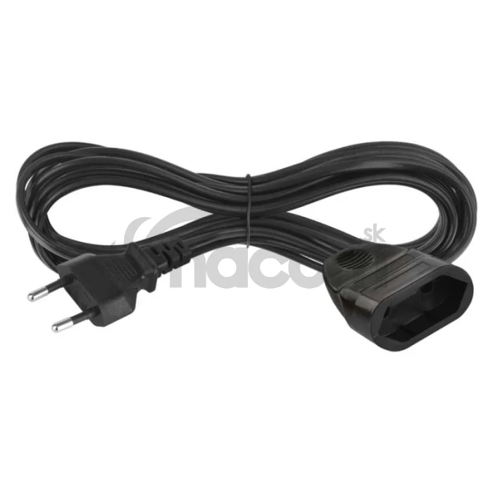 Dvojžilový pohyblivý prívod 5 m / 1 zásuvka / čierny / PVC / 0,75 mm2