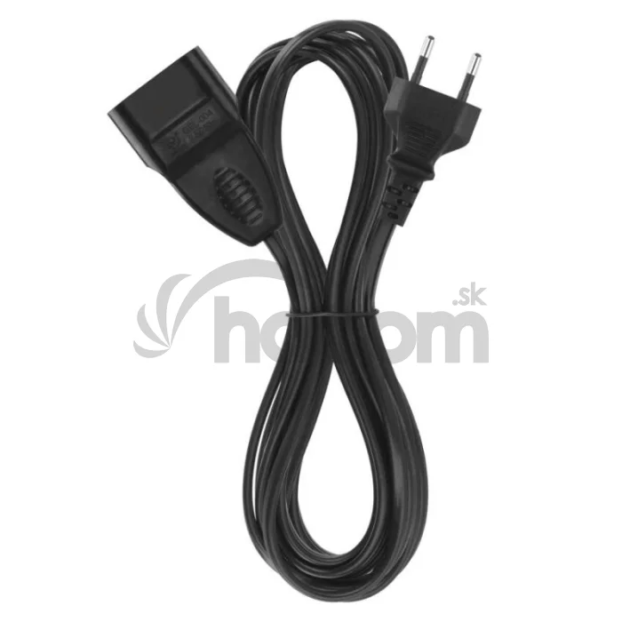 Dvojžilový pohyblivý prívod 5 m / 1 zásuvka / čierny / PVC / 0,75 mm2