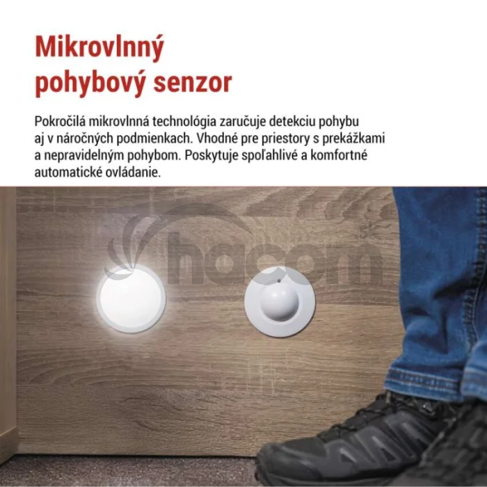 Mikrovlnný senzor (pohybové čidlo) IP20 1200W, biely