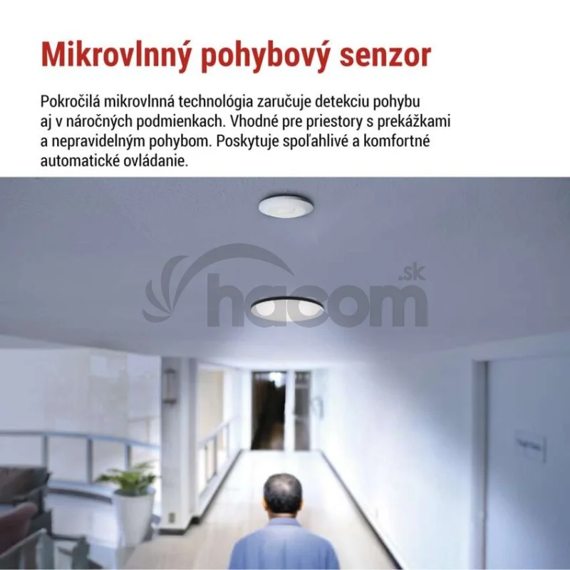 Mikrovlnný senzor (pohybové čidlo) IP20 2000W, biely