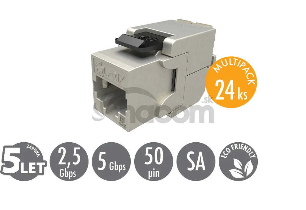 MULTIPACK 24 ks - samorezný keystone Solarix CAT5E STP SXKJ-5E-STP-BK-SA