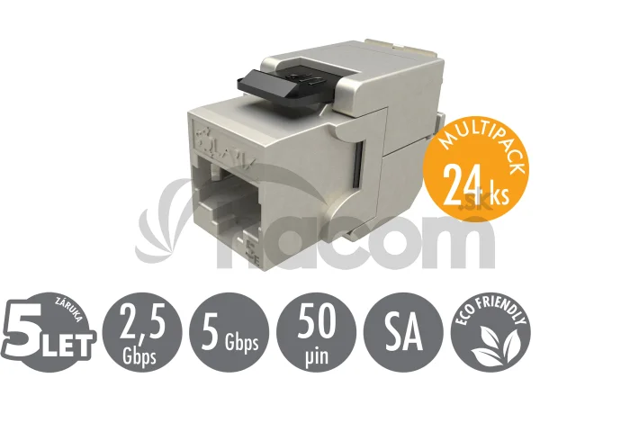 MULTIPACK 24 ks - samorezný keystone Solarix CAT5E STP SXKJ-5E-STP-BK-SA