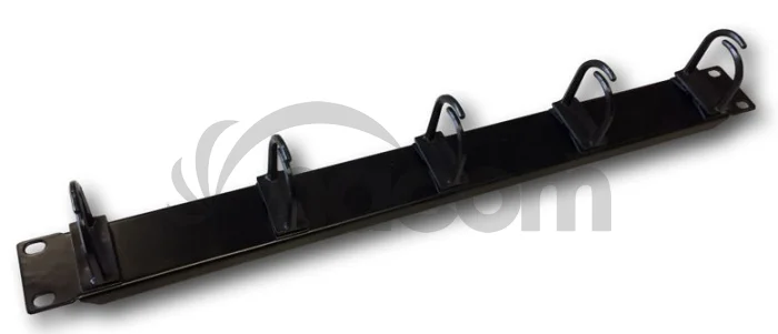 19" vyväzovací panel 1U 5x plast oko 3x3cm čierny