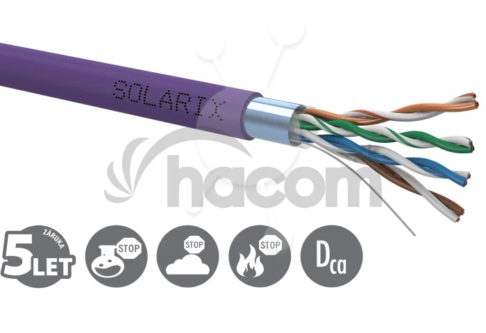 Inštalačný kábel Solarix CAT5E FTP LSOH Dca-s1,d2,a1 305m/box SXKD-5E-FTP-LSOH