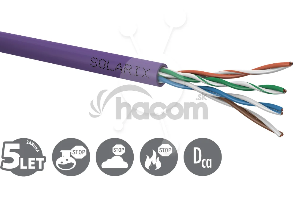 Inštalačný kábel Solarix CAT5E UTP LSOH Dca-s1,d2,a1 100m/box SXKD-5E-UTP-LSOH