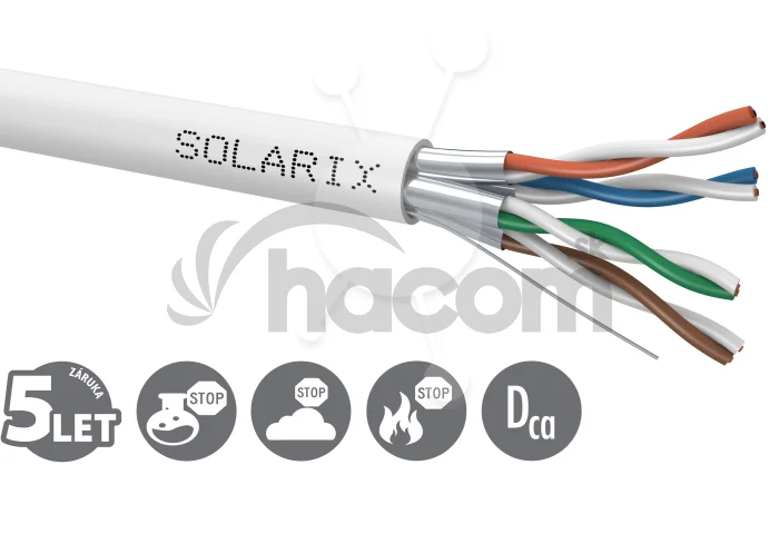 Inštalačný kábel Solarix CAT6A STP LSOH Dca-s1,d2,a1 500m/cievka SXKD-6A-STP-LSOH