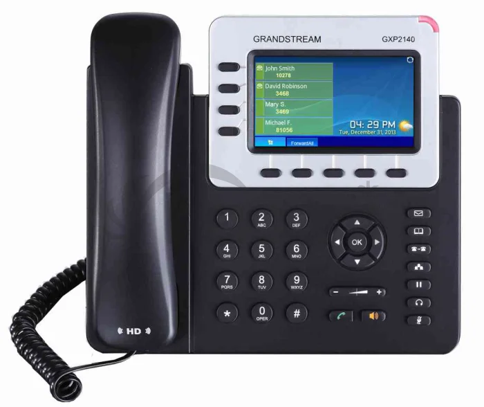 Grandstream GXP2140, 4,3" TFT bar. displej, 4 SIP účty, 4 prog. hr., BT, dual Gbit port, PoE
