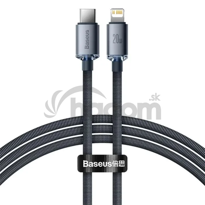Baseus CAJY000201 Crystal Shine Series Dátový Kábel USB-C - Lightning 20W 1,2m Black