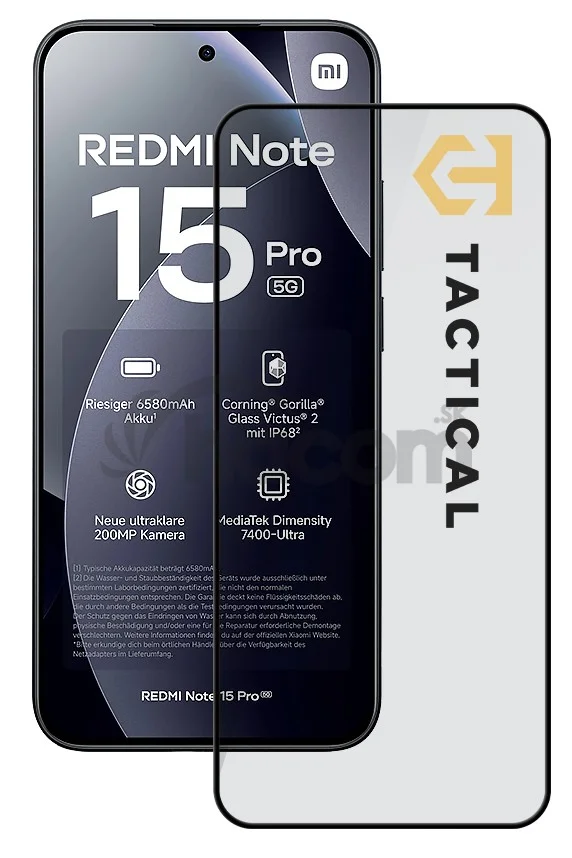 Tactical Glass Shield 5D sklo pre Xiaomi Redmi Note 15 Pro 5G Black