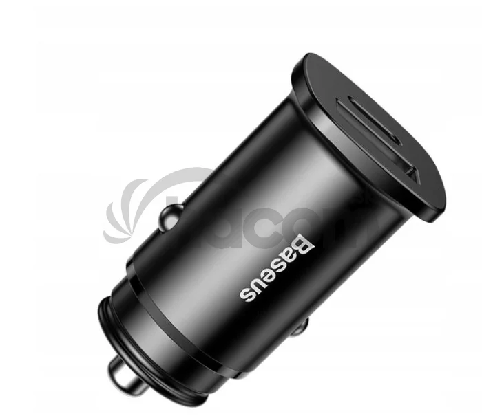 Baseus Rýchlonabíjačka do auta USB/USB-C QC 30W čierna