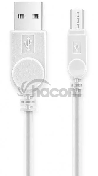 Aligator kábel microUSB predĺžený kon. 9mm Biely