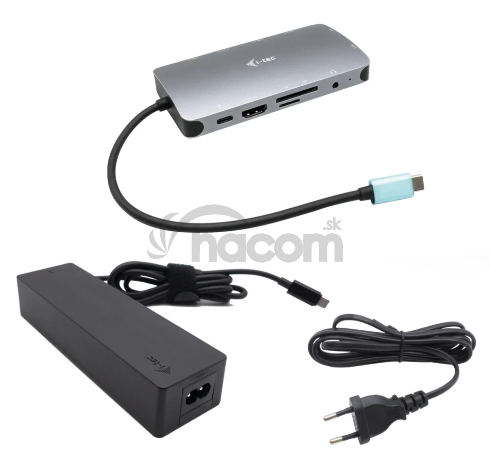 i-tec USB-C Metal Nano Dock HDMI/VGA s LAN, Power Delivery 100 W + zdroj 100W