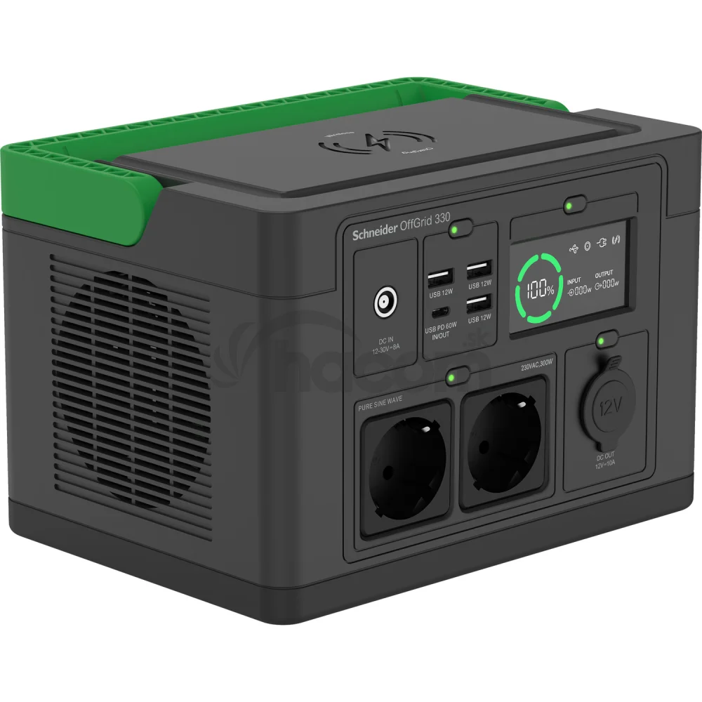 Schneider OffGrid Portable Power Station 330, 332Wh Lithium-ion, 2 Schuko, Sinewave