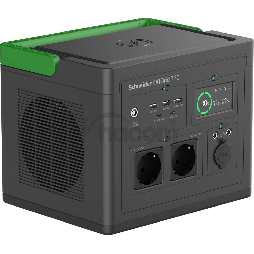 Schneider OffGrid Portable Power Station 730, 738Wh Lithium-ion, 2 Schuko, Sinewave