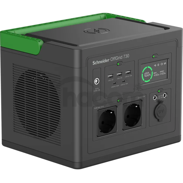 Schneider OffGrid Portable Power Station 730, 738Wh Lithium-ion, 2 Schuko, Sinewave