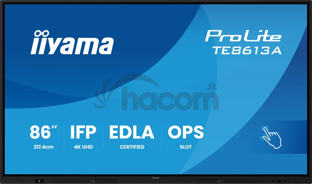 86" iiyama TE8613A-B2AG: IPS, 4K, 40P, USB-C, EDLÁ