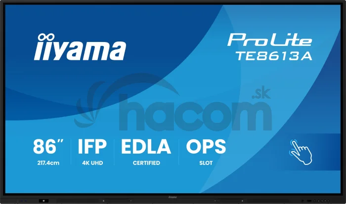 86" iiyama TE8613A-B2AG: IPS, 4K, 40P, USB-C, EDLÁ