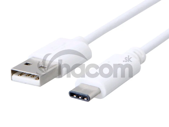 Kábel C-TECH USB 2.0 AM na Type-C kábel (AM/CM), 1m, biely