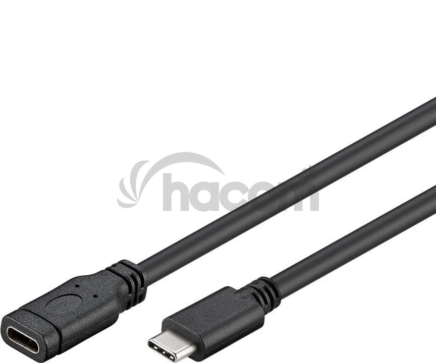 PremiumCord Prevodník Predlžovací kábel USB-C M/F, čierny, 1m