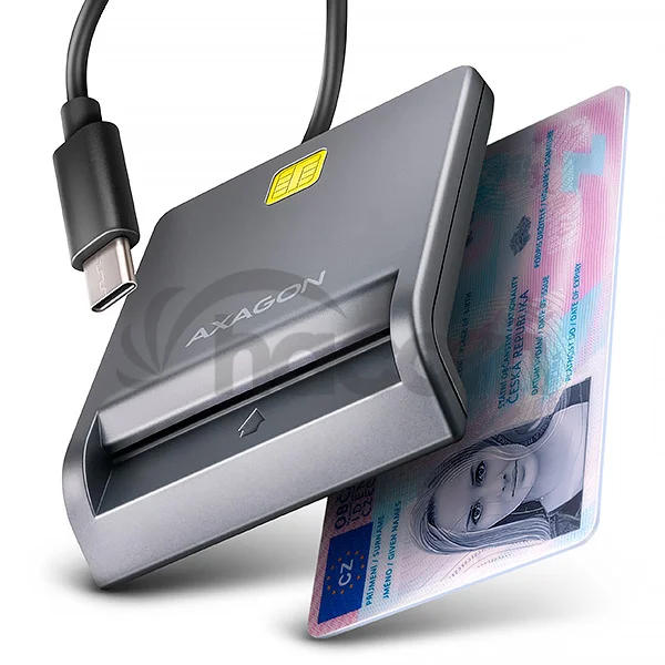 AXAGON CRE-SM3TC, USB-C FlatReader čítačka kontaktných kariet Smart card (eObčanka), kábel 1.2m