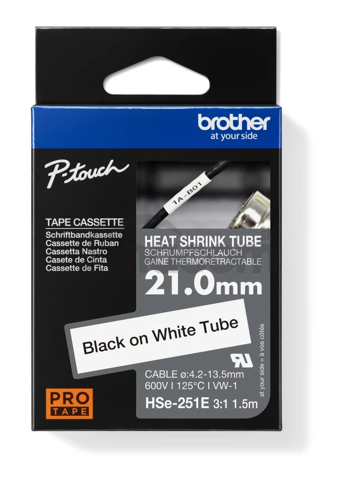 HSE-251E - čierna tlač na biele, šírka 21,0 mm