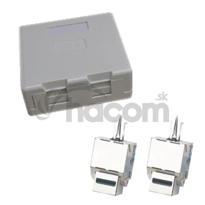 Dvojzásuvka CAT5E STP 2xRJ45 na omietku protiprach.