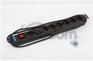 19" 8xCZ zás. vypínač, 3x1.5mm 2m kab. CZ-DE,RAL9005
