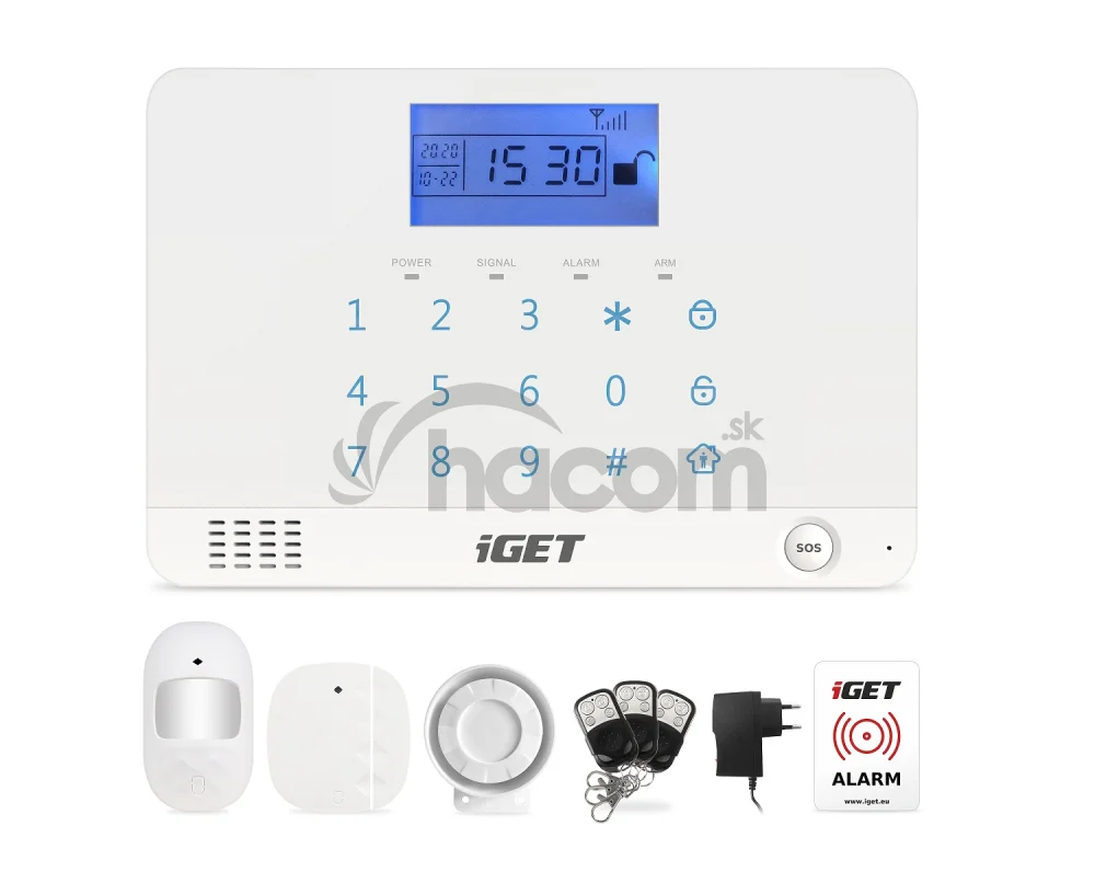 iGET SECURITY M3B - bezdrôtový GSM alarm CZ, zasiela SMS/telefonuje,záložná batéria 8 hod,aplikácia CZ