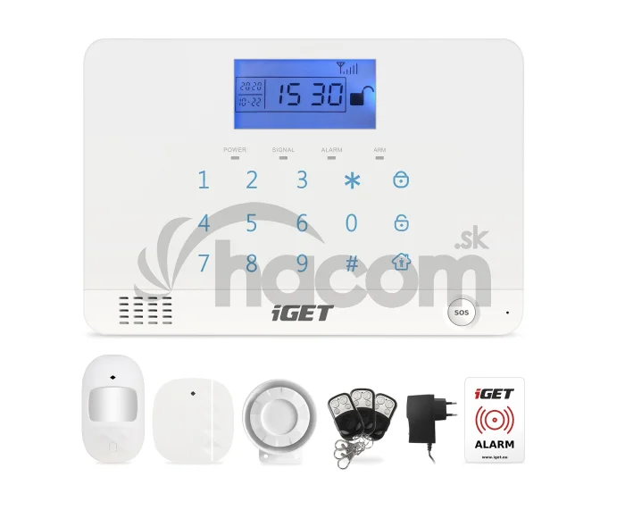 iGET SECURITY M3B - bezdrôtový GSM alarm CZ, zasiela SMS/telefonuje,záložná batéria 8 hod,aplikácia CZ