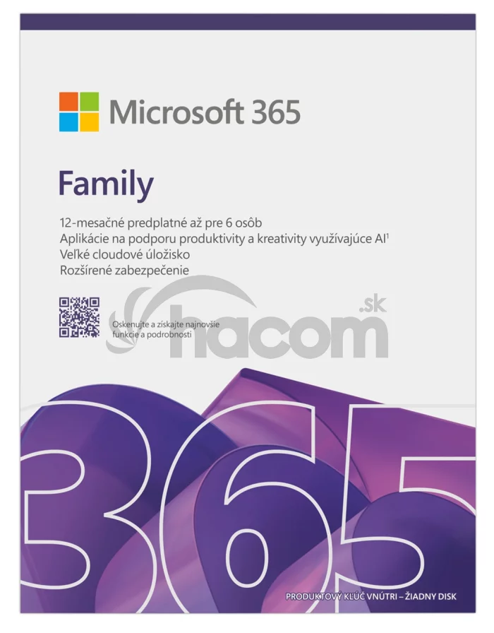 Microsoft 365 Family FY25H2 Mac/Win, 1 Rok, SK