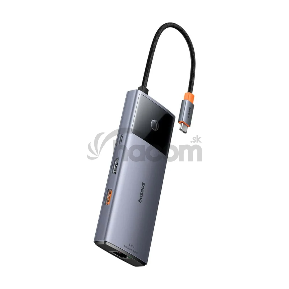 Baseus hub Series 2 USB 6v1 (USB-C/HDMI4K60Hz/USB-C(10Gbps)/USB-A(10Gbps)/RJ45/USB-C(PD) sivý