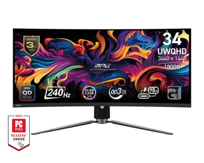 MSI MPG/341CQPX/34,2"/QD-OLED/wQHD/240Hz/0,03ms/Čierna/3R