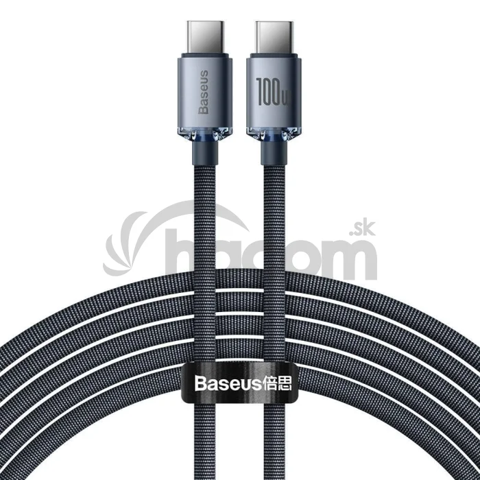 Baseus CAJY000701 Crystal Shine Series Dátový Kábel USB-C - USB-C 100W 2m Black