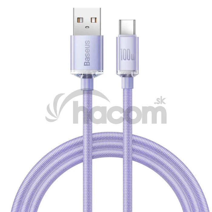 Baseus CAJY000405 Crystal Shine Series Dátový Kábel USB - USB-C 100W 1,2m Purple