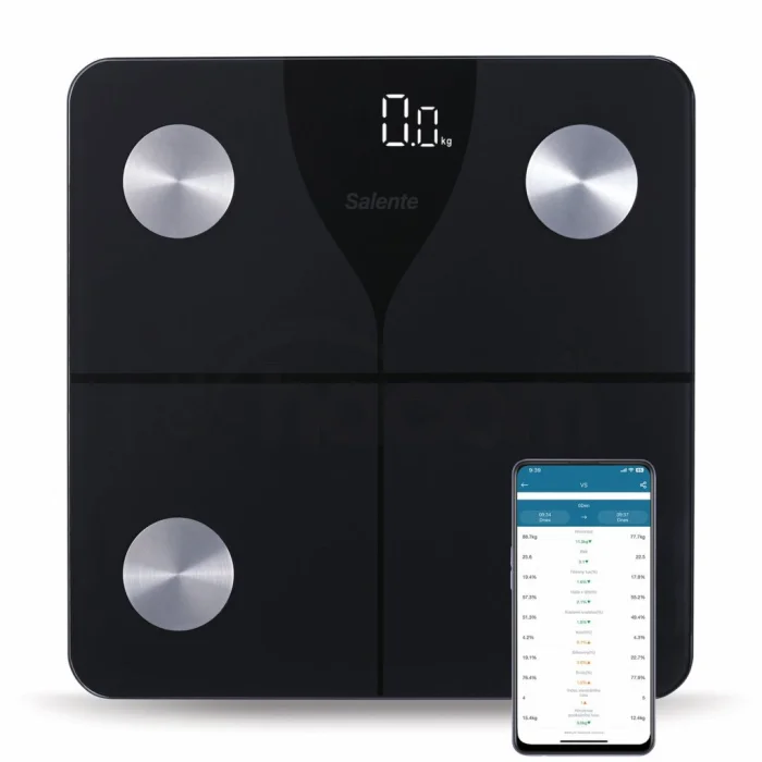 Salente SlimFit, múdra osobná diagnostická fitness váha, Bluetooth, čierna
