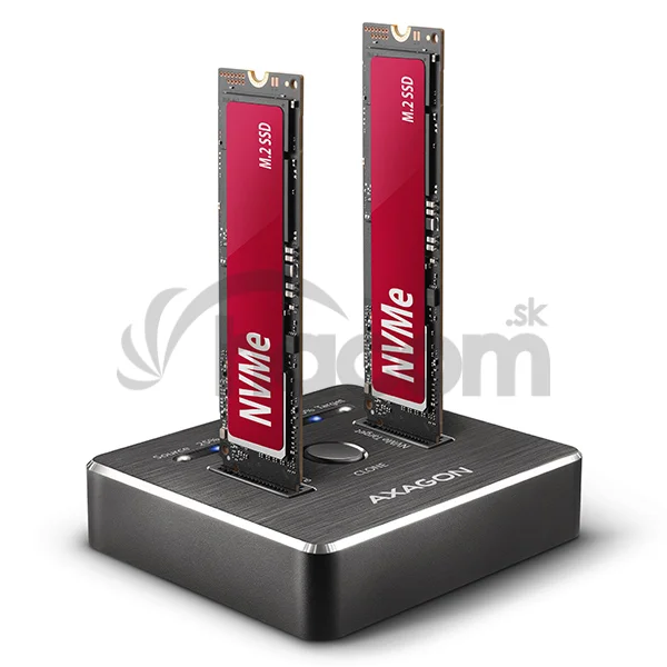 AXAGON ADSA-M2C, USB-C 10Gbps dokovacia stanica pre 2× M.2 NVMe SSD s funkciou klonovania
