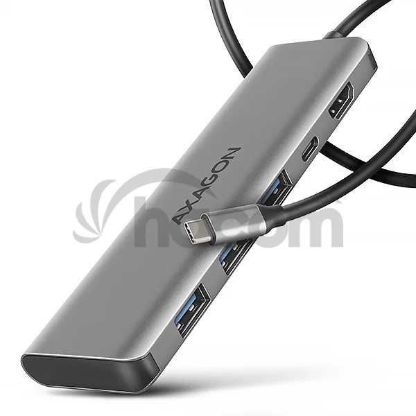 AXAGON HMC-5H, USB 5Gbps hub, 3x USB-A, HDMI 4k/30Hz, PD 100W, kábel USB-C 100cm