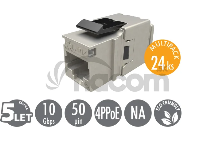 MULTIPACK 24 ks - rýchlozarezávací keystone Solarix CAT6A STP SXKJ-10G-STP-BK-NA Comp. Level a 4PPoE