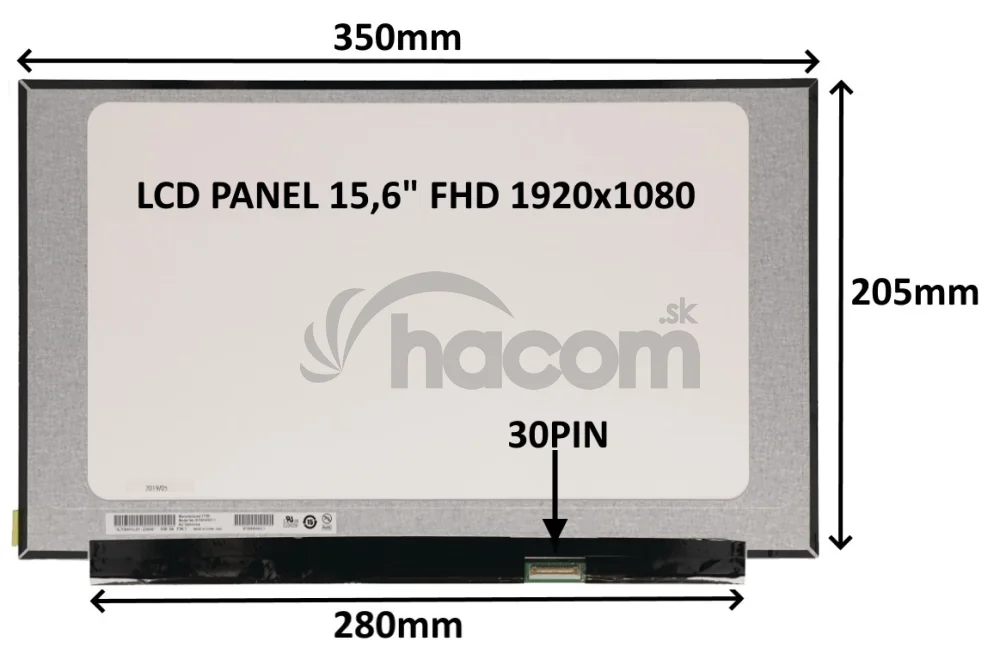 LCD PANEL 15,6" FHD 1920x1080 30PIN MATNÝ IPS / BEZ ÚCHYTOV