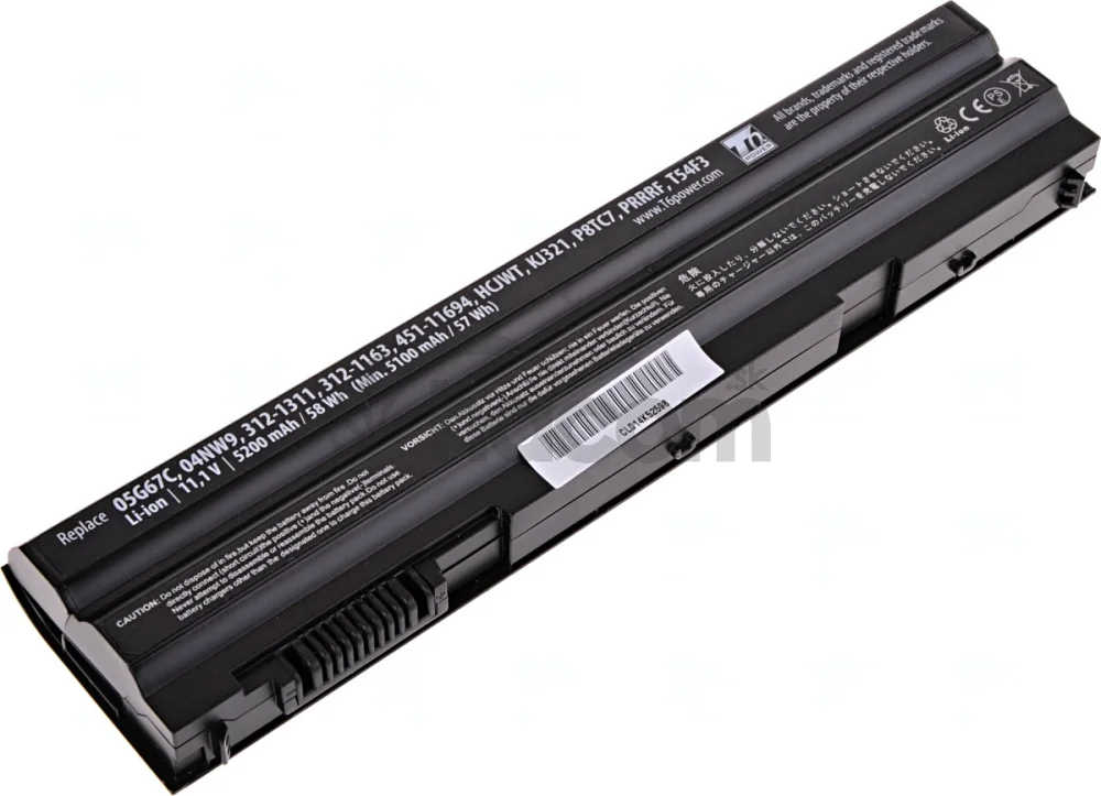 Batéria T6 Power Dell Latitude E6420, E6430, E6520, E6530, E5420, E5430, E5520, 5200mAh, 58Wh, 6cell