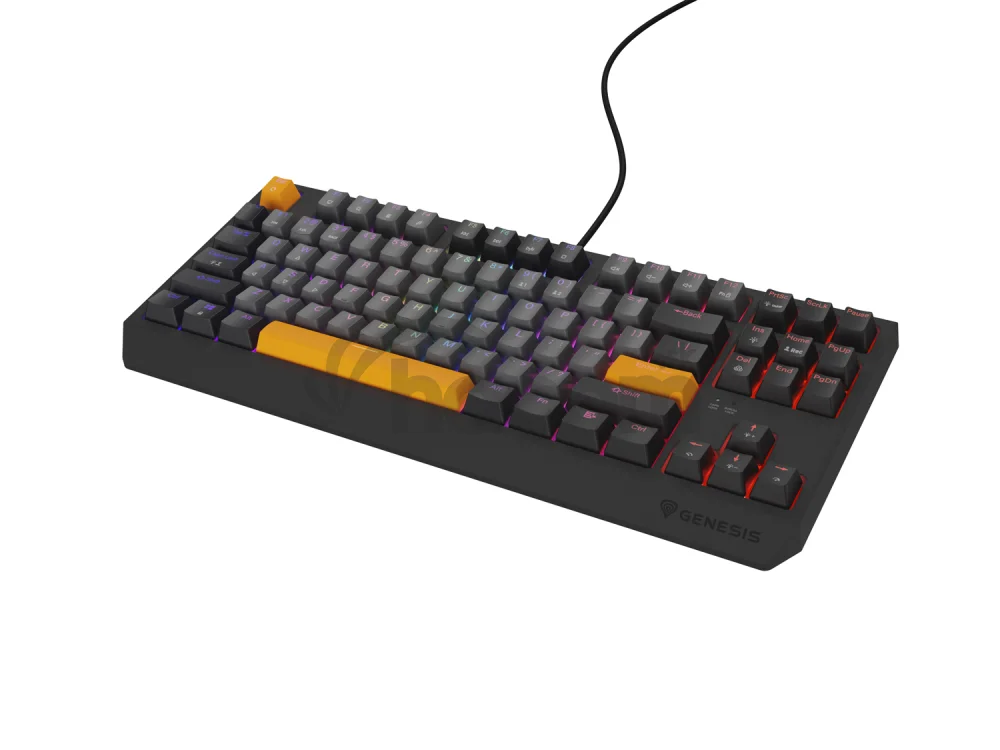 Genesis herná klávesnica THOR 230/TKL/RGB/Outemu Red/Drôtová USB/US layout/Anchor Negative Šedá