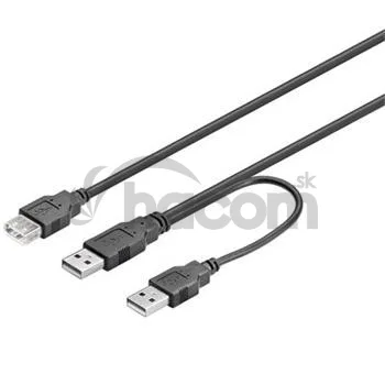 PremiumCord USB 2.0 napájací Y kábel A/M+A/M-A/F