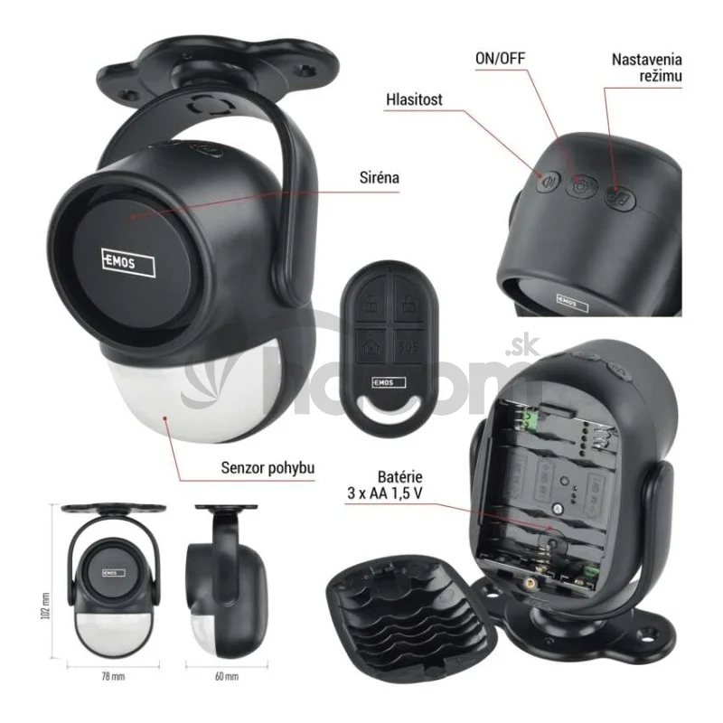 Alarm s pohybovým senzorom EM‑125L PROTECTOR