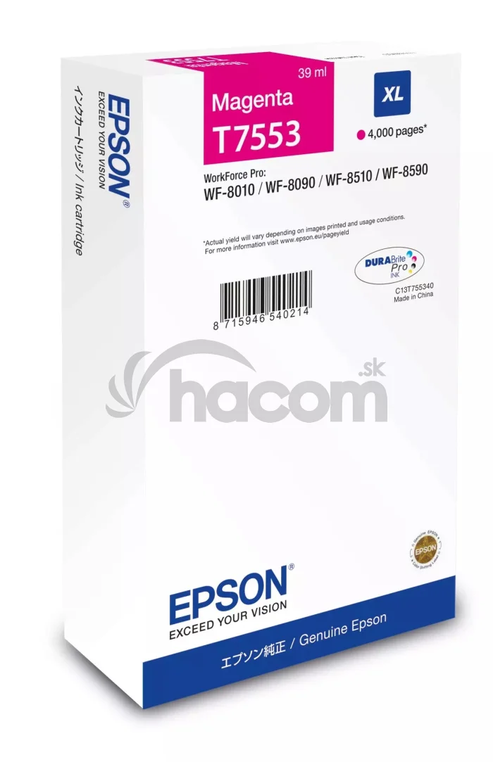 Epson Ink cartridge Magenta DURABrite Pro, size XL