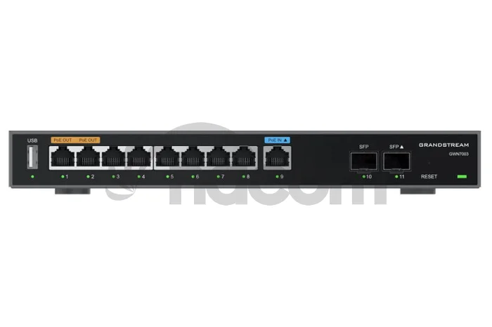 Grandstream GWN7003 VPN router 2 SFP, 9 Gb porty / 1 PoE in, 2 PoE out